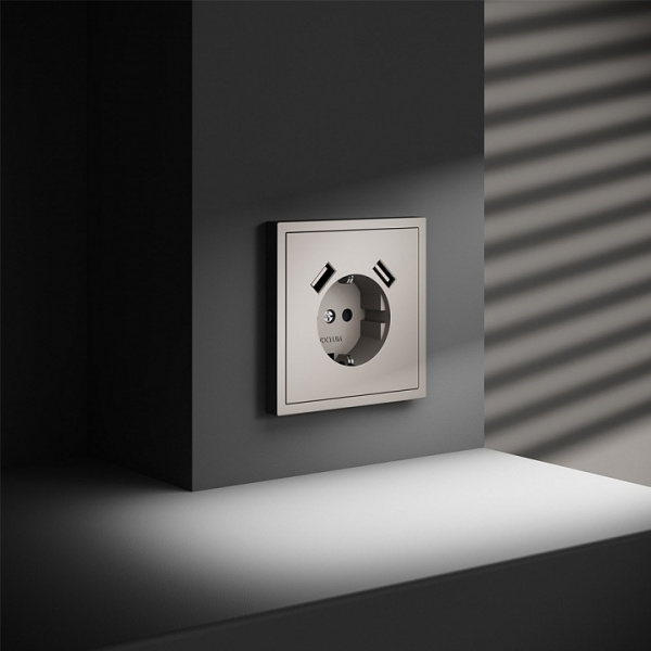 Розетка встраиваемая VOLTUM S70 с заземлением и защитными шторками, 16А, с USB, A+A, (кашемир) Розетка встраиваемая VOLTUM S70 с заземлением и защитными шторками, 16А, с USB, A+A, (кашемир)