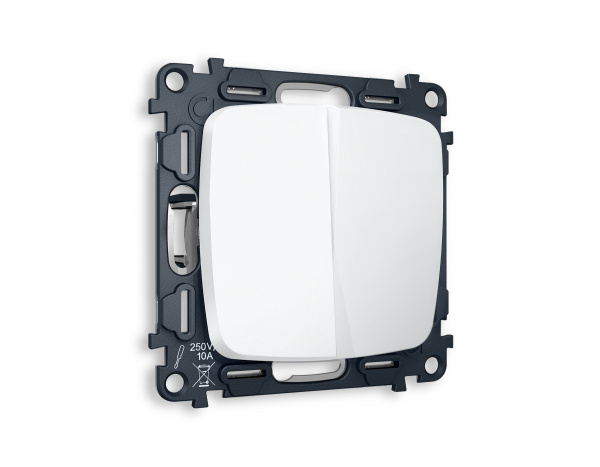 Комплект механизма 2-клавишного выключателя OMEGA MO123010 Белый матовый QUANT