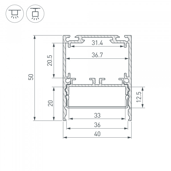 Профиль SL-LINE-4050-3L-2000 ANOD BLACK (Arlight, Алюминий) Профиль SL-LINE-4050-3L-2000 ANOD BLACK (Arlight, Алюминий)
