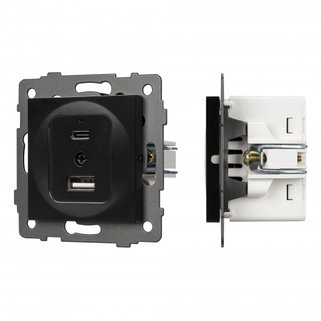 Arlight Механизм USB розетки SCT-MUAC-PL-BK-V (5V, 3A, QC4) (-)