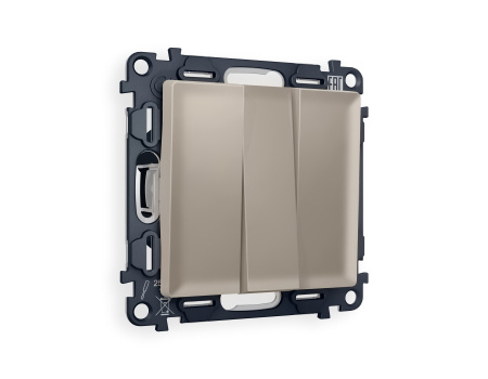 Комплект механизма 3-клавишного выключателя ALFA MA365010 Серо-бежевый матовый QUANT