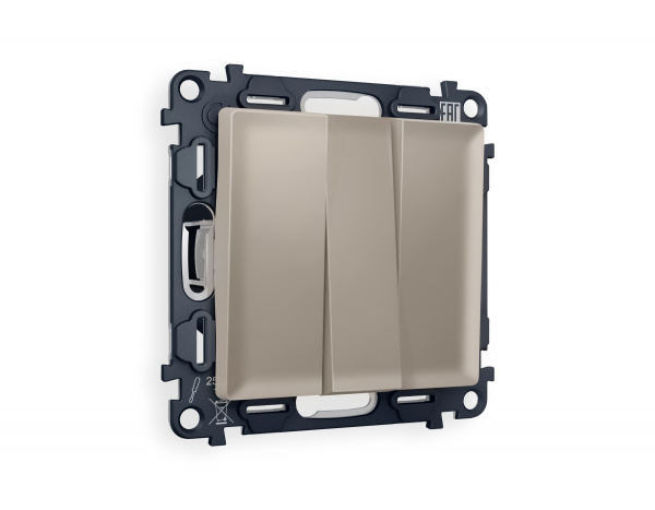 Комплект механизма 3-клавишного выключателя ALFA MA365010 Серо-бежевый матовый QUANT