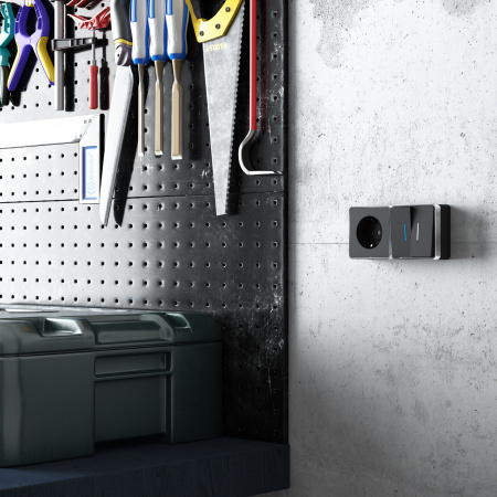 Выключатель двухклавишный с подсветкой Gallant черный/хром W5020135