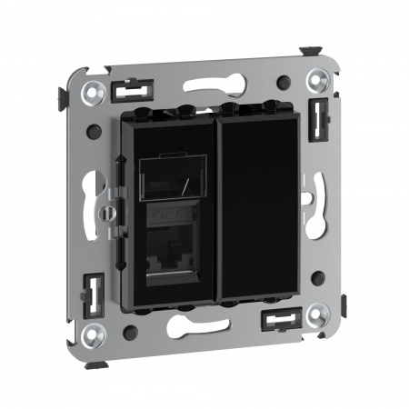 DKC Avanti Черный квадрат Компьютерная розетка RJ-45 один  категория  6