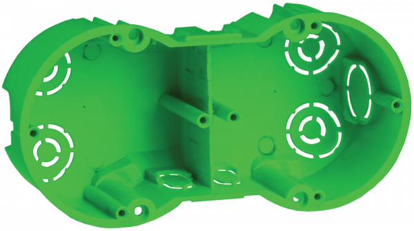 IEK Коробка КМ40023 установочная 2 места d141х70x45 для полых стен (с саморезами и мет. лапка)