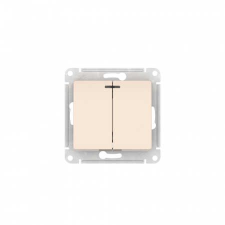 Systeme Electric Glossa Бежевый Выключатель 2-клавишный с подсветкой, сх.5а, 10АХ, мех., быстрозажим. клем.