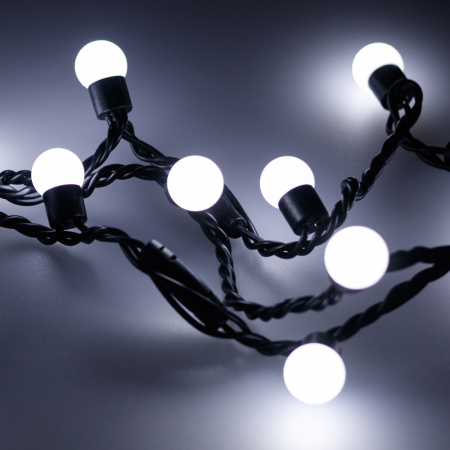 Arlight Светодиодная гирлянда ARD-BALL-CLASSIC-D17.5-20000-BLACK-200LED WHITE (230V, 14W) (Ardecoled, IP65)