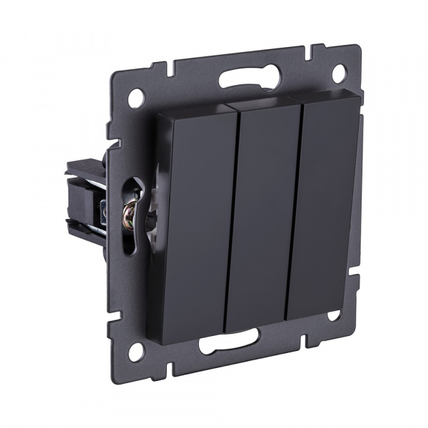 Выключатель 3-клавишный 10А/250В, черный матовый Kollinger REA-S-012BM для Aspekt, Eleganz, Reflex