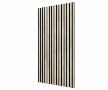 Акустическая панель, черный войлок, 1200х600х19мм, рейки МДФ ясень кристалл