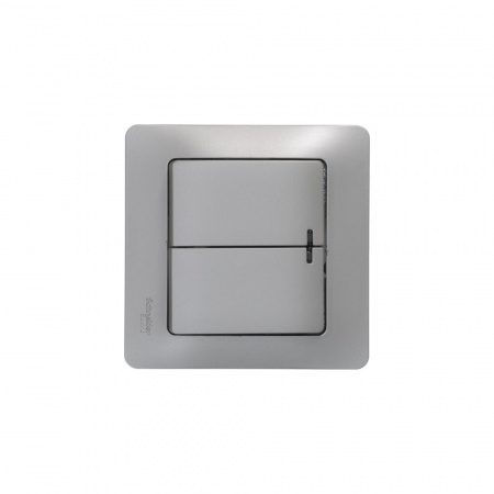 SE Glossa Платина Выключатель 2-клавишный с подсветкой, сх.5а, 10AX