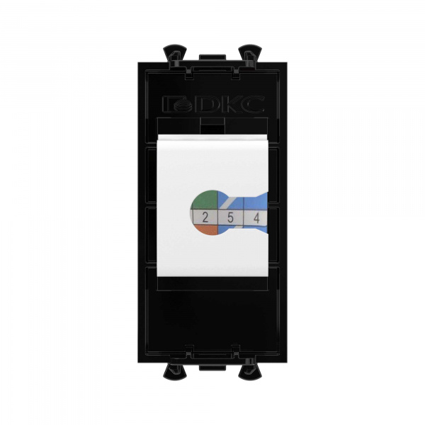 DKC Avanti Компьютерная розетка RJ-45 без шторки модульная, кат.5е, Черный квадрат, 1 модуль