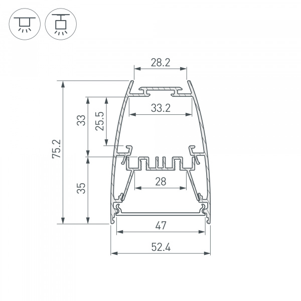 Arlight Профиль LINE-5075-U-HONEYCOMB-2000 BLACK (Алюминий)