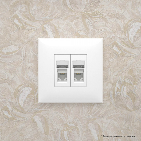 DKC Avanti Белое облако Компьютерная розетка RJ-45 двойная  категория 6