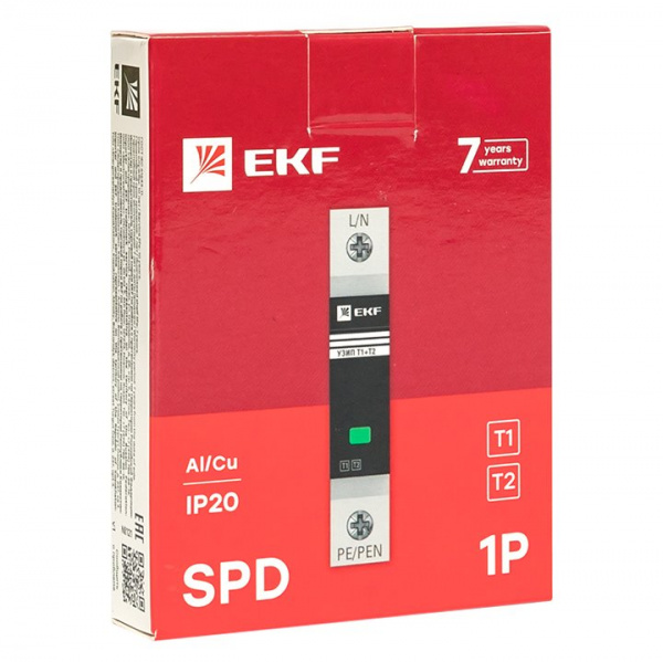 EKF Устройство защиты от импульсных перенапряжений Т1+Т2; Iimp-12,5kA; In-20kA; Uc-275В; 1+0