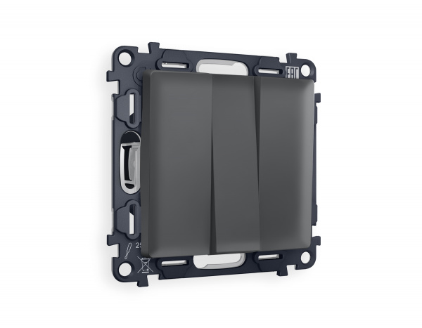 Комплект механизма 3-клавишного выключателя ALFA MA905010 Графит мягкое касание QUANT