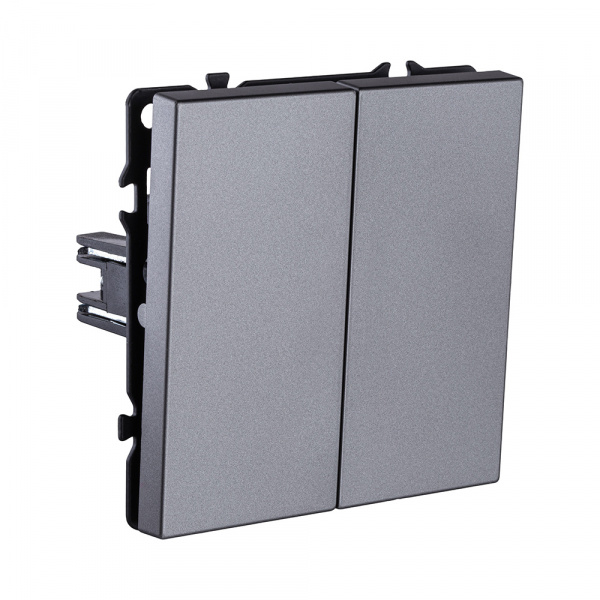 Выключатель 2-клавишный 10А/250В, серый Kollinger Eclipse EC-004GY