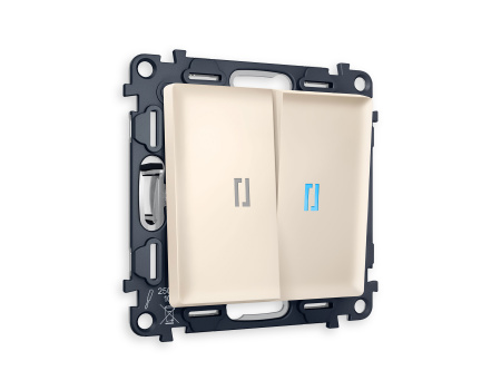Комплект механизма 2-клавишного выключателя с подсветкой 10000K ALFA MA324020 Бежевый матовый QUANT