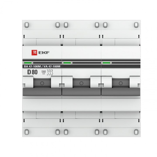EKF PROxima ВА 47-100M Автоматический выключатель  (D) 3P 80А  10kA с электромагнитным расцепителем