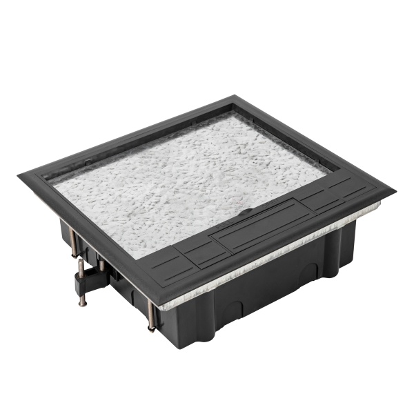 Лючок в пол на 12 модулей (6 мод. 45х45 мм.), крышка ABS+гальванизированная стальная вставка