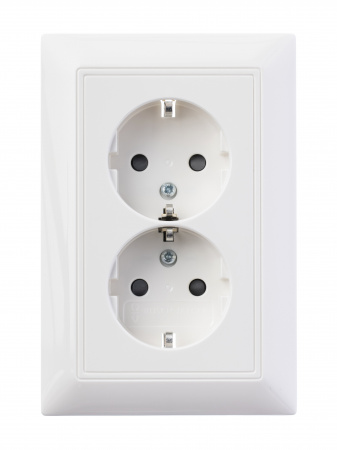 ABB BJB Basic 55 Бел Розетка 2-ая с/з моноблок, с защитными шторками