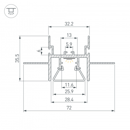 Arlight Профиль с экраном STRETCH-CEIL-CENTER-S-2000 (Алюминий)