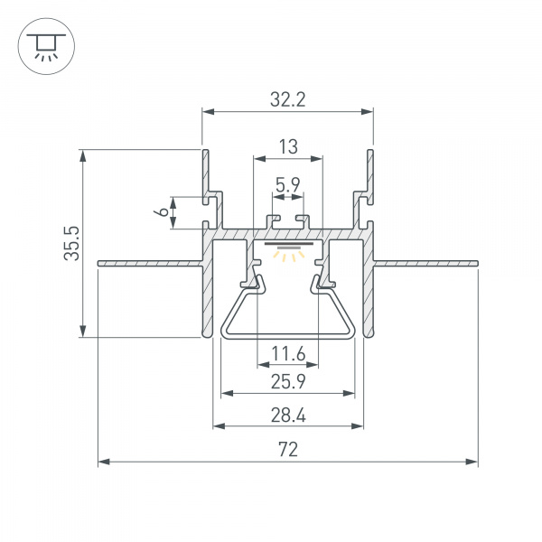 Arlight Профиль с экраном STRETCH-CEIL-CENTER-S-1000 (Алюминий)