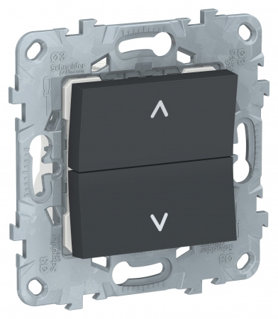 SE Unica New Антрацит Выключатель для жалюзи, 2-клавишный, без фиксации, 2 х сх 4