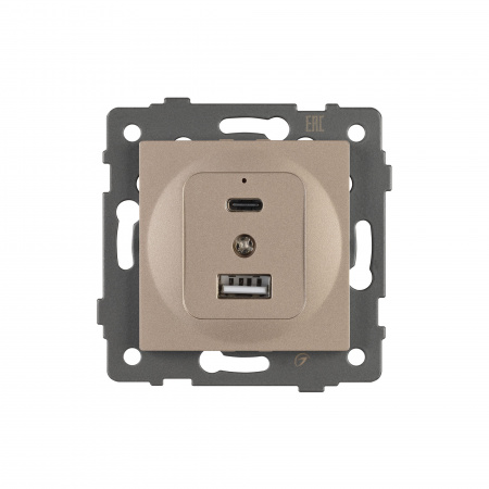 Arlight Механизм USB розетки SCT-MUAC-PL-GD-V (5V, 3A, QC4) (-)