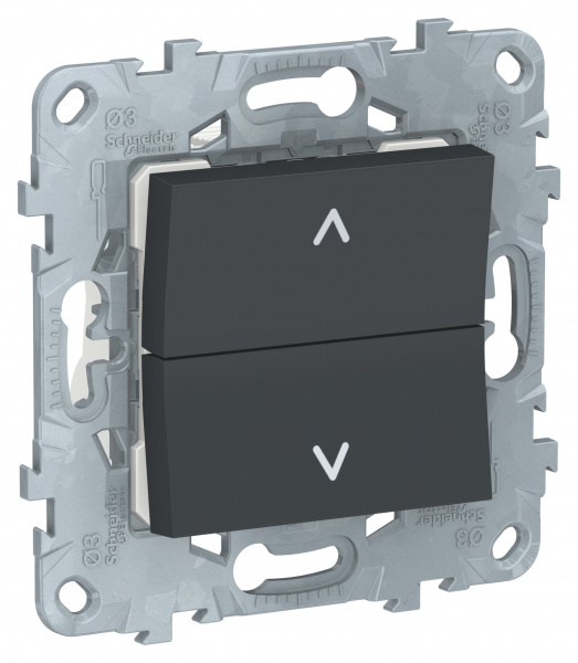 SE Unica New Антрацит Выключатель для жалюзи, 2-клавишный, без фиксации, 2 х сх 4