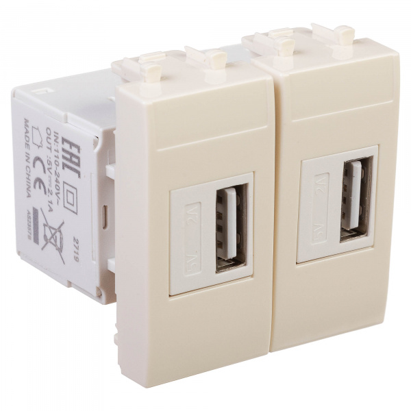 DKC Avanti Ванильная дымка Зарядное устройство USB 2.1А 2 модуля