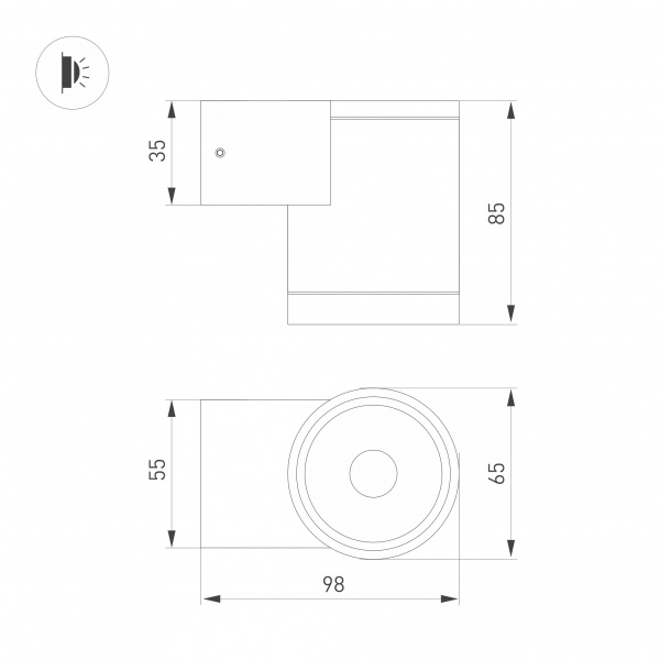 Arlight Светильник LGD-RAY-WALL-R65-9W Day4000 (GR, 23 deg, 230V) (IP65 Металл, 3 года)