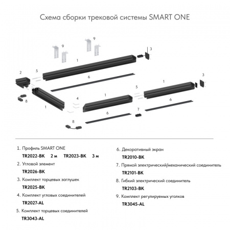 TR2101-BK Прямой соединитель для шинопровода SMART черный