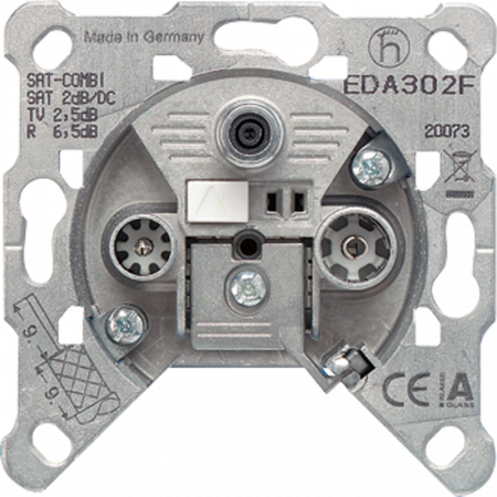 JUNG Мех Розетка 3-ая универсальная SAT/BK одиночная