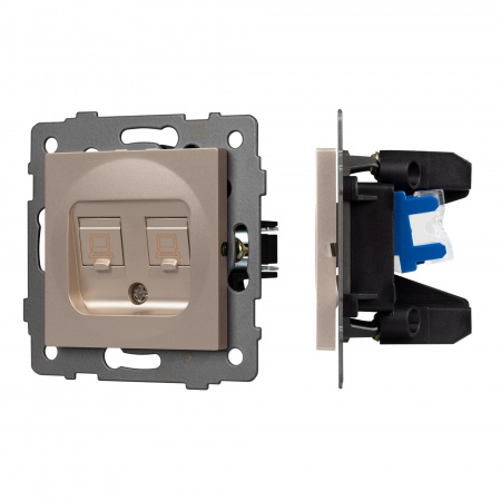 Arlight Механизм компьютерной розетки двойной SCT-MPC2-PL-GD-V (RJ-45, CAT6) (-)