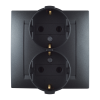 Simon 15 Графит Розетка двойная с заземлением 2х2Р+Е, 16А, 250В, винт. зажим