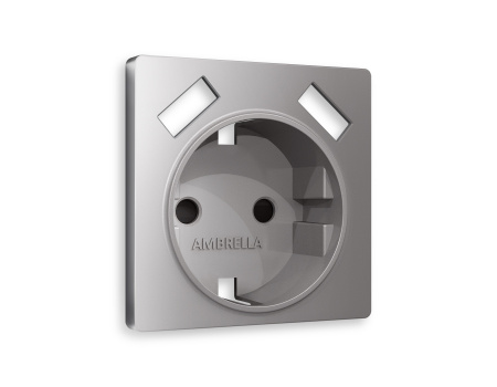 Лицевая панель ALFA (Сталь матовый) для электрической розетки с заземлением со шторками 2USB A+A QUANT AP5090