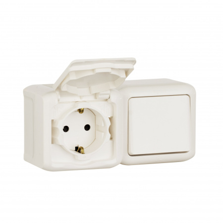 Legrand Quteo Белый Блок Выключатель 1-кл+роз с/з с шт IP44