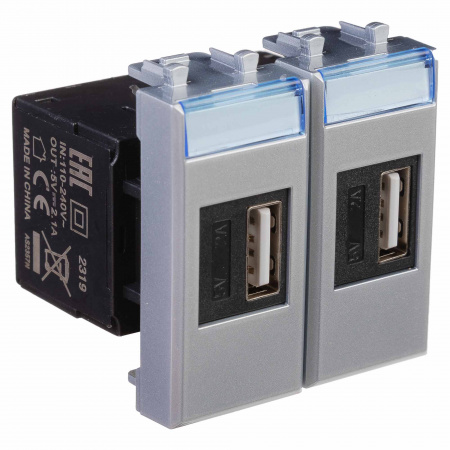 DKC Avanti Закаленная сталь Зарядное устройство USB 2 модуля