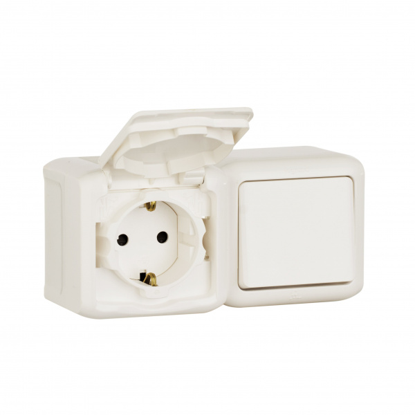 Legrand Quteo Белый Блок Выключатель 1-кл+роз с/з с шт IP44