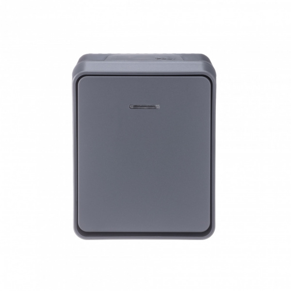 SE AtlasDesign Profi54 Наруж Антрацит Выключатель 1-клавишный  с подсветкой 10 АХ