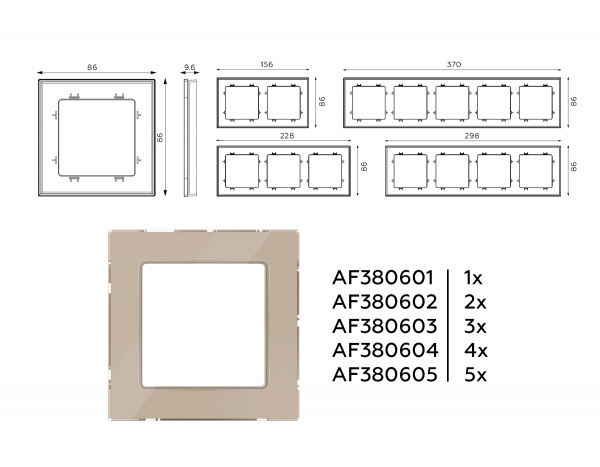 Рамка ALFA Platos (Серо-бежевый Стекло закаленное натуральное) 4-ая AF380604