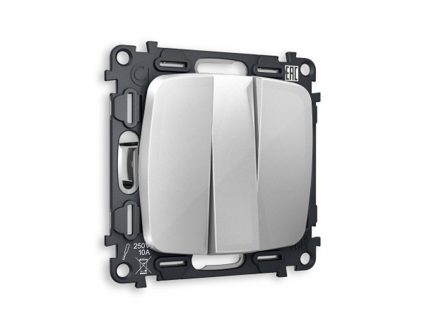 Комплект механизма 3-клавишного выключателя OMEGA MO405010 Серебро глянец QUANT