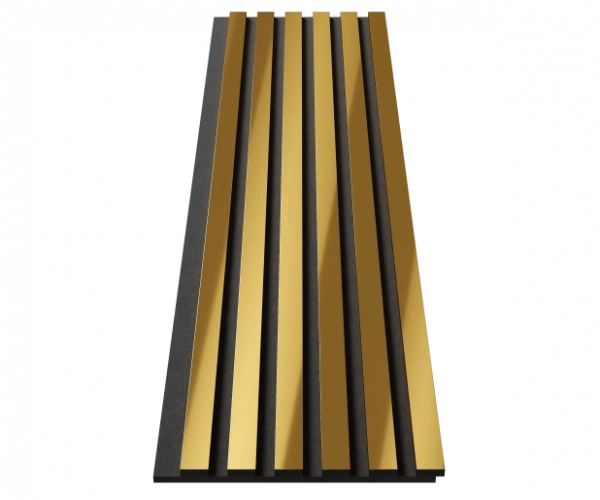 Комплект акуст.панелей, черный войлок, 1200х300х19мм, рейки ЭКОПОЛИМЕР, желтое золото/2шт