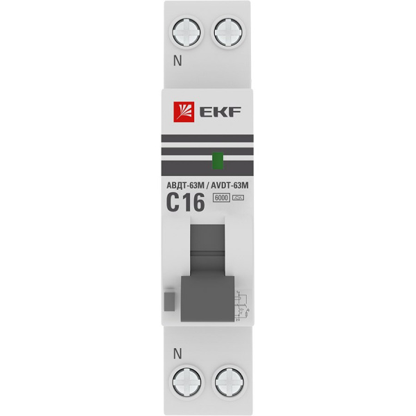 EKF PROxima АВДТ-63 Диф. Автомат (C)   16А/10мА тип А 6кА , электронный