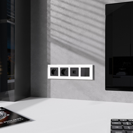 Рамка из поликарбоната на 4 поста Slab белый софт W0042961