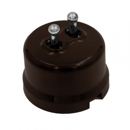 BIRONI Лизетта Пластик Коричневый Выключатель 2-кл (тумблерный), ручка Серебро