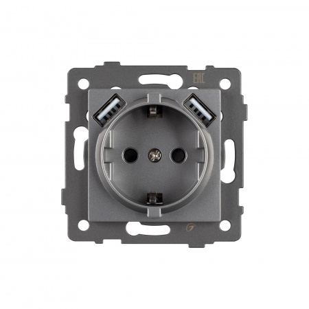 Arlight Механизм розетки с USB зарядкой SCT-MUAA-PL-GR-V (250V, 16A) (-)