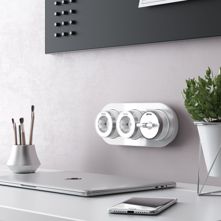 Выключатель на 4 положения двухклавишный Vintage белый матовый/хром W5822050