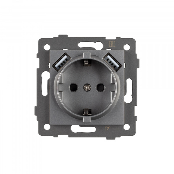 Arlight Механизм розетки с USB зарядкой SCT-MUAA-PL-GR-V (250V, 16A) (-)