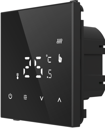 Donel Термостат электронный с датчиком пола, непрограммир. 16 A, 70*70 мм., черное стекло, серия DTEF